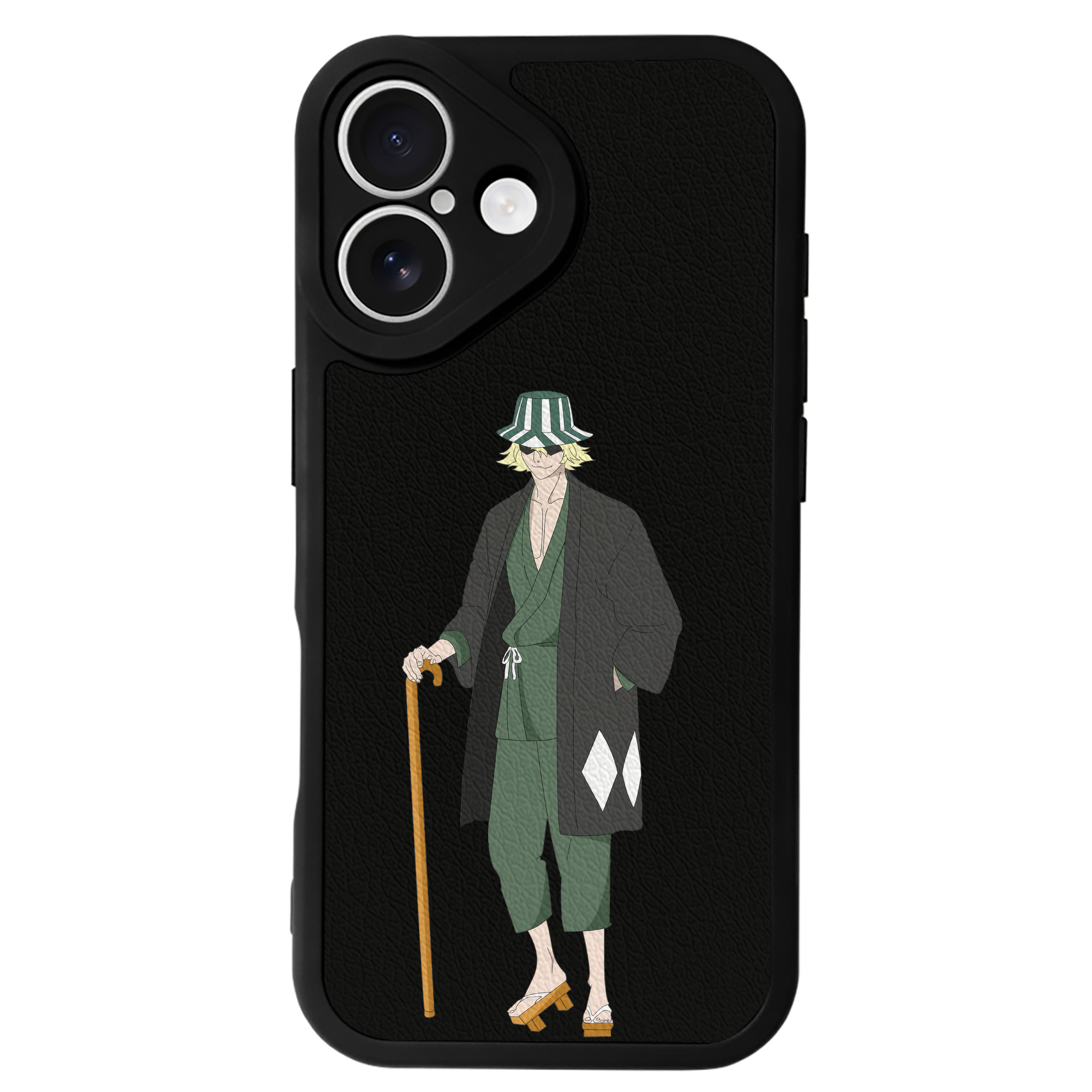 （画像用） "ブリーチ 浦原 喜助（うらはら きすけ） BLEACH Urahara Kisuke " 【iPhone 16シリーズ対応】シリコンスマホケース（レザー調） 材質：シリコン